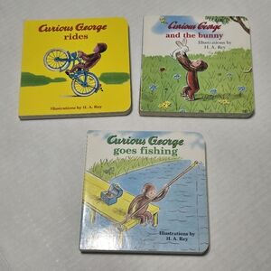 Curious George Book Bundle, travel fishing and bunny rabbits